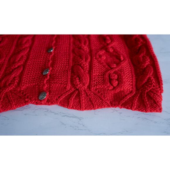 VTG Carroll Reed Women Wool Bobble Cable Chunky Knit Cardigan Sweater M Cottage - Picture 13 of 16